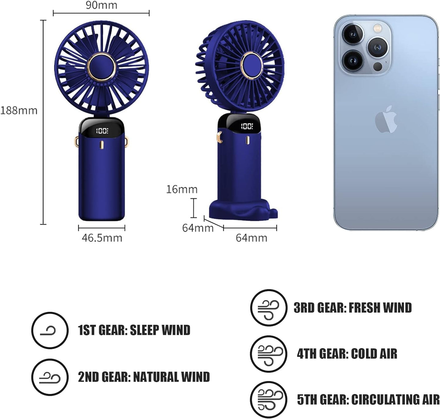 Breezelio™ Powerful Handheld Fan with Display